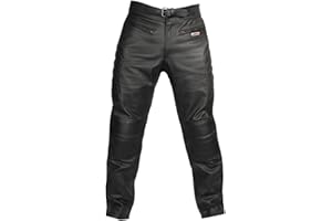 Skintan Herren Echtes Leder Motorradhose mit CE Protektoren Schwarz