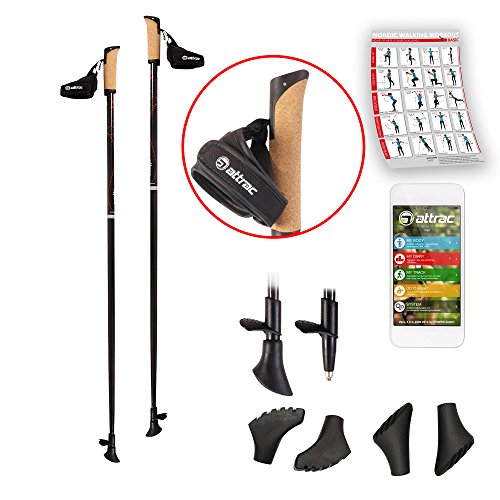 Carbon Ultra Light Nordic Walking Stöcke mit Handgelenkschlaufe verschiedene Längen Superleicht Premium GRATIS - Nordic Walking/Fitness App