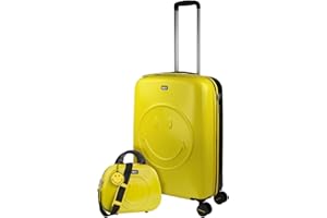 Smiley Originals - Maletas de Viaje de la Firma Smiley. Juego Maletas 4 Ruedas - Juego de Maletas de Viaje - Juego Maletas de Viaje Ligeras. Candado de combinacion, Amarillo-Negro
