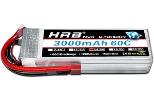 HRB POWER HRB 4s 14.8v 3000Mah 60C RC LiPo Batería con Conector T para helicóptero,: E-flite Rare Bear, Fury 15 DF etc.