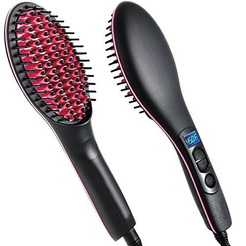 Jhmart 2 In 1 Ceramic Hair Straightener Brush (Black) RS.599 (73.00% Off) - Amazon