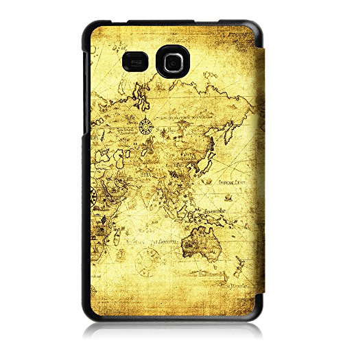 Fintie Samsung Galaxy Tab A 7.0 Hülle – Ultra Schlank Superleicht Ständer Slim Shell Case Cover Schutzhülle Etui Tasche für Samsung GALAXY Tab A 7.0 ZollSM-T280 / SM-T285 Tablet(2016 Version), Weltkarte Antik - 9