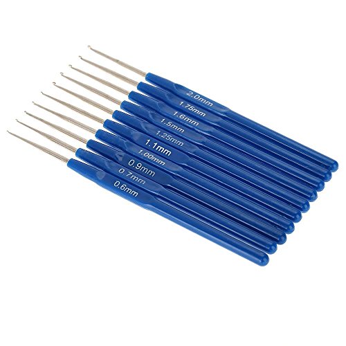 10pcs Metall Stricknadeln Haekelnadeln Ausstattungen mit ergonomische Griffe 0.6-2.0mm - 2