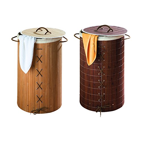 WENKO 17753100 Wäschetruhe Bamboo Natur – Wäschekorb, mit Wäschesack, Fassungsvermögen 55 L, Bambus, 35 x 60 x 35 cm, Braun - 2