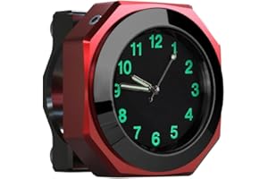 HpLive Montre de moto étanche, montre de guidon de moto, alliage d'aluminium, support étanche, montre à quartz lumineuse (rouge)