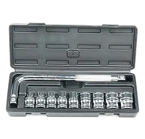 Device Precision Sleeve Wrench Socket Spanner Set Automobile Repair Tool Box (Standard, Grey) -10 Pieces