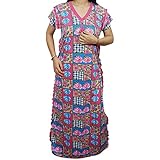 Indiatrendzs Women's Hosiery Nightwear / Beautiful Floral Print & Frill Nighty / Nightdress / Night Gown (Chest 46)