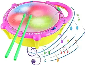 RAYFIN Spanking Plastic Flash Drum with 3D Lights and Musical Toys (Multicolour, 2 Year)