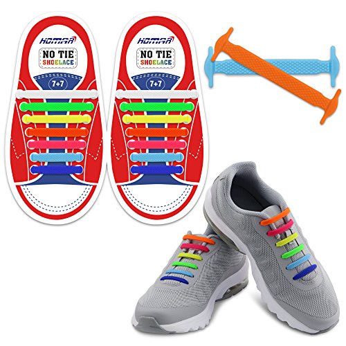 Homar sin corbata Cordones de zapatos para niños y adultos Impermeables cordones de zapatos de atletismo atlética de silicona elástico plano con multicolor de los zapatos del tablero Sneaker boots (Kid Size Mix Color)