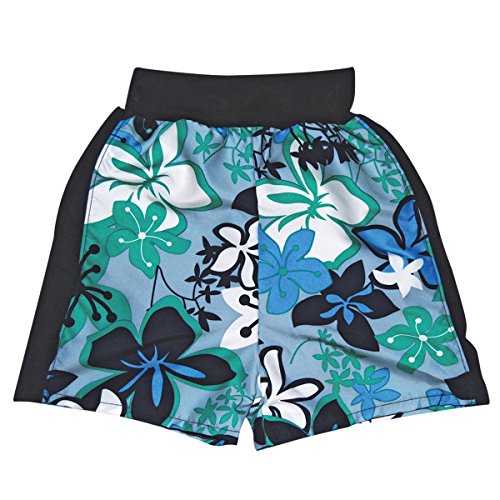 Splash About Kids Surfer Style UV Sun Protection Board Shorts - Green Hibiscus, 1-2 Years