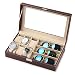 Produktbild Homesave Herren 6 Grids Watch 3 Grids Sonnenbrille, Leder Watch Sonnenbrille Display Aufbewahrungskoffer, Wasserdicht Schwarz, Braun,Brown