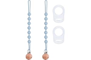ABirdon Cadena Chupete Bebe,Paquete de 2 pinzas para Chupón gel de sílice y 2 adaptadores para Chupón,Para niños y niñas, A-2 azul