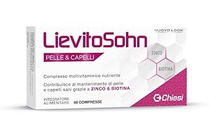 CHIESI FARMACEUTICI Chiesi, LievitoSohn Pelle e Capelli - Integratore Alimentare per il Benessere di Pelle e Capelli a base di Zinco e Biotina, Senza Glutine - Confezione da 60 compresse