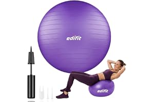 Pelota de Pilates, 55, 65 y 75 cm, Ejercicio en Casa, Incluye Hinchador, Fitball, Embarazadas, Accesorios Yoga, Varios Tamaños