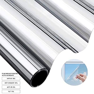 RMINE Film Miroir Fenêtre sans Tain Anti UV Protection de la Vie Privée Film Adhésif Réfléchissant pour Fenêtre Maison Bureau Magasin (ARENGET, 40_x_400_cm)