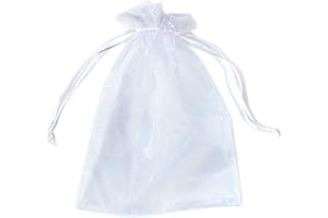 PLECUPE 100 pezzi Sacchetti Organza, Sacchetti Regalo 7x9 cm, sacchetti confetti, Multicolori Organza Bags Saccgetti Portaconfetti Borse Gioielli Sacchetto di Caramelle - Bianca