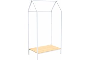 Box and beyond - Portant vêtements et chaussures pour Enfant - 80 x 50 x 150 cm - Blanc/Naturel - Penderie compacte et pratique pour chambre d’enfant