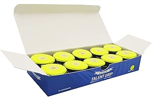 G-Lueck Lot de 10 bandelettes de tennis (très adhérentes) | Épaisseur 0,50-0,60 mm | Surgrip pour raquettes de badminton de squash et kicker avec bande de fermeture autocollante | Antidérapant