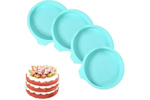 OVTAI Kit Rainbow Cake 6 Pouces, 4pcs Moules à Gâteau arc-en-ciel en Silicone, Moule Gâteau Rond en Silicone, Moule de Cuisson Anti-adhésifs Rainbow Cake Silicone pour Gateaux Pain Tarte