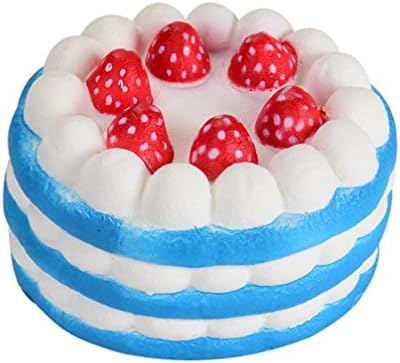 LETTER Jumbo Squishy Strawberry Cake and Mini Squishy Donuts Slow Rising Soft Squishies Charms Toy (Blue)