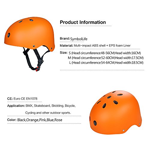 Verbesserung SymbolLife Skate / BMX Helm, Skateboarding Helmet Motorroller Helm fahrradhelm mit Drehrad-Anpassungs Systeme 3 Size (S M L ) geeignet für Kinder / Jugendlicher / Erwachsenen CE TÜV Zulas - 6