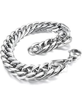 MunkiMix Edelstahl Armband Link Handgelenk Silber Ton Herren