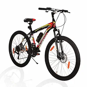 Leader Ultima Mens 26T Multispeed (21 Speed) Mountain Bike with Front Suspension & Dual Disc Brake - Matt Black/Red. Ideal for 12 + Years (Frame: 18 Inches)