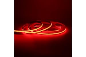 HEGEHE Tira de LED COB de 12V con Interruptor Alimentación, Luz Flexible de 320 LED/m, Cinta Autoadhesiva Luz para la decoración del Retroiluminación de TV del Armario (0.5m, Rojo)