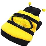 Süße Biene Design Hund Polar Fleece Stoff Kleidung Katze Kleidung Welpe Hoodie Plüsch warmen Wintermantel Kleidung Kostüm Accessoire für Hunde Haustiere mit Hut Grösse L -