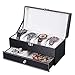 Produktbild Pteng Schmuckkästchen Kohlefaser Doppel Schmuckschatulle 4 Uhr Box Halskette Ring Gläser Schmuck Aufbewahrungsbox
