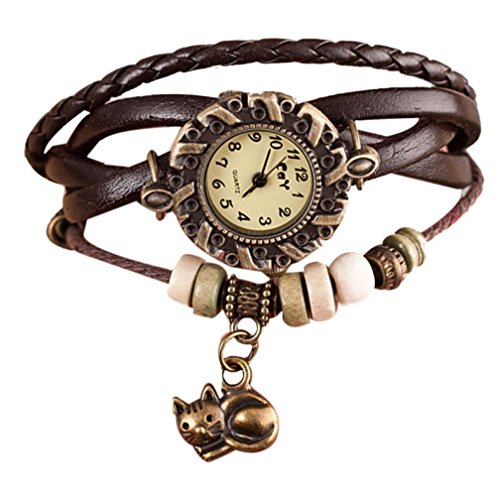 Sunnywill Neue Mode Quarzwebart um Leder Katze Armband Damefrauen Armbanduhr für Frauen Mädchen Damen Sunnywill Neue Mode Quarzwebart um Leder Katze Armband Damefrauen Armbanduhr für Frauen Mädchen Damen