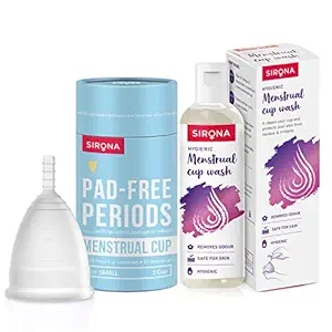 Sirona Reusable Menstrual Cup for Women - Small with Rose Fragrance Menstrual Cup Wash - 100 ml