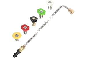 YWNYT Lancia di Estensione per Idropulitrice, Lancia a Spruzzo Angolata a 90 Gradi/30 Gradi per Karcher, Accessorio per la Pulizia delle Grondaie con 5 Ugelli Spray in Acciaio Inossidabile e Rame