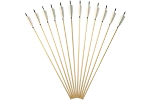 AMEYXGS 12 Pz Tiro con L'Arco Frecce in Legno 32 Pollici Practice Frecce con Piuma di Tacchino per Arco Ricurvo Longbow Arco Tradizionale