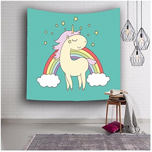 HONTOD Lovely Unicorn Wall Tapestry Wall Art Home Bedroom Party Decor Hanging Tapestry 59x51-inch