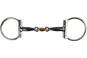 AK RIDING SPORTS AK Sweat Iron D-Ring Double Jointed Lozenge with Cooper Joint Horse Riding Bits (5'', Blue-Silver)
