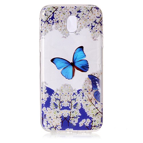 Linvei Samsung Galaxy J5 2017 SM-J530  Versione Europea  Funda  Ultra Thin  Transparente TPU Silicona case  Choque Absorci  n  Anti-Ara  azos  - mariposa azul
