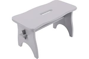 Creative Deco Grey Wooden Small Foot Step Stool Chair Rest | 38 x 19 x 21 cm | Pinewood Bench Footstool | Perfect for House, Home Decor, Kitchen, Kids, Toddler, Child, Nursery