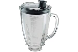 Oster 004936-050-000 - Jarra de vidrio redonda 6 tazas (1.5 l) con tapa redonda, color negro y tapón de llenado