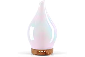 Porseme Diffusore di aromi, 150 ml, umidificatore in vetro soffiato a mano, diffusore di oli aromaterapia, diffusore con 7 luci LED colorate, diffusore per oli essenziali con timer, senza BPA, per