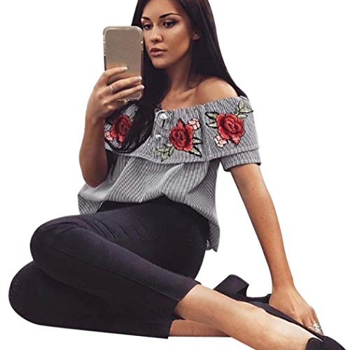 Weste Tops Frauen, lmmvp Off Schulter bestickt Tank Tops T-Shirt Bluse