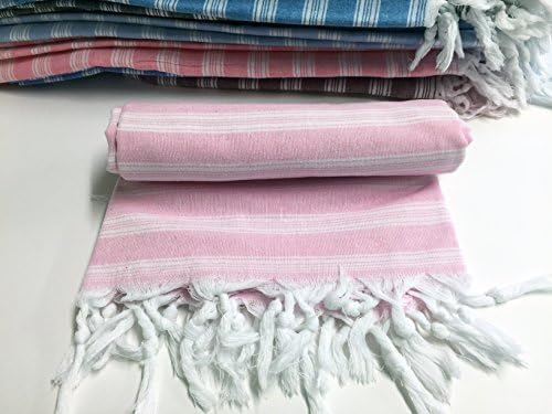 Turkish Pestemal Hammam Towel Bath Shower Beach Gym Yoga Travel Towel Peshtemal Spa Sauna Hammam Wrap Coverup Picnic Beach Blanket 100% Cotton Sarong Fouta Pareo Unisex [Energy Class A+++] From UK (Light Pink)