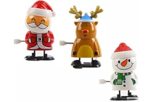 Aisszhao 3 Pack Christmas Wind Up Toys for Kids,Christmas Novelty Shake Head Clockwork Toy Walking Wind-up Spring Toy for Xmas Stocking Funny Jumping Toys for Christmas Party Favor Goody Bag Filler