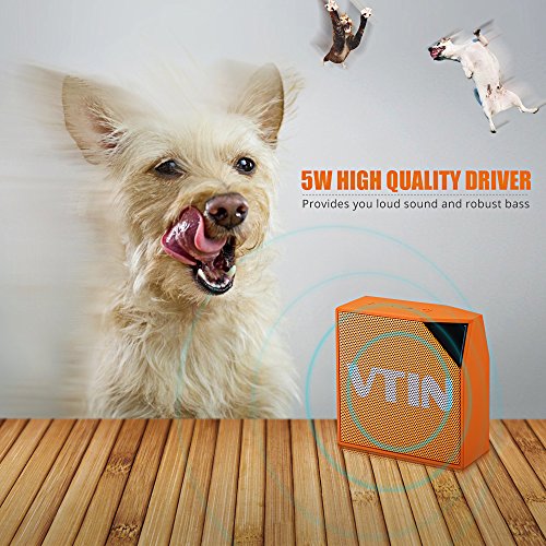 [IP67 Waterproof Speaker] Vtin Cuber Bluetooth 4.0 Speaker, 5W Audio Driver, 8 Hour Playing Time, Built in Waterproof Mic For Shower/Home/Outoor For iphone 7 / 7 plus, Smartphones, Tablets, Laptops, PC and All Bluetooth Devices - Orange