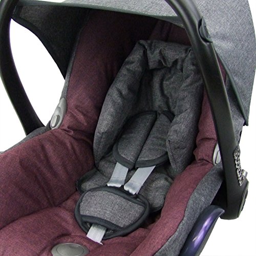 BambiniWelt Ersatzbezug für Maxi-Cosi CabrioFix 6 tlg. GRAU / BORDO *NEU* Bezug für Babyschale Sommerbezug Cabrio Fix - 4
