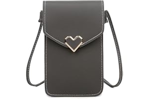 Narunii Sac à bandoulière Femme,Mini Pochette pour téléphone Portable avec en Cuir PU Transparent pour écran Tactile Verrouillage D'amour