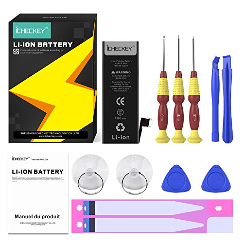 ICHECKEY Batterie pour iphone 5s 5c de Lithium-ION en Set Batterie Rechargeable Haut capacit   Kit d outils Compatible Avez iPhone 5s 5c Outils  Manue