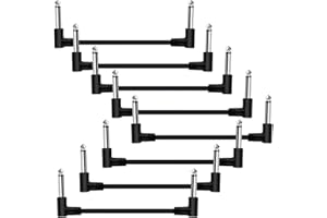 Tavsou Confezione da 8 cavi patch per chitarra per pedaliera a effetti 1/4" ad angolo retto TS Mono (6 Inch-8 Pack)