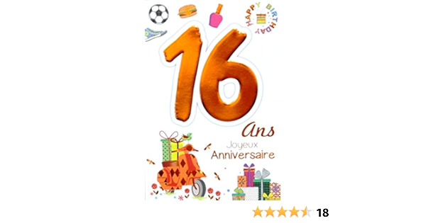 Age Mv 69 16 Carte Joyeux Anniversaire 16 Ans Ados Garcon Fille Motif Scooter Cadeaux Hamburger Basket Foot Vernis A Ongle Happy Birthday Amazon Fr Fournitures De Bureau