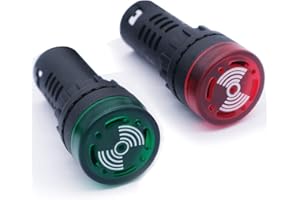 mxuteuk 2pezzi 22mm AC/DC 220V indicatori luminosi con buzzer rosso verde LED cicalino lampeggiante indicatore di segnale di avvertimento AD16-22SM-RG220V